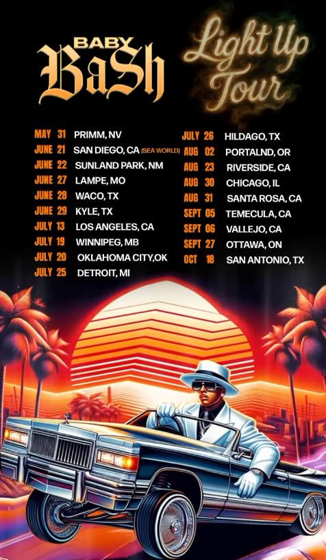 Baby Bash Light Up Tour Poster 2025